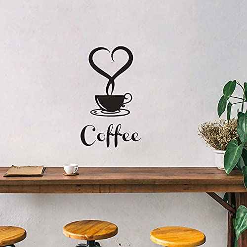 4 Pack Coffee Tea Cup Art Wall Decal Sticker, Coffee Bar Wall Decor Removable Signs DIY Vinyl Mug Decal Wallpaper for Cafe Pub Restaurant Kitchen Home Office Shop Hotel Wall Decoration