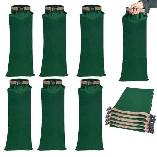 6 Pack Flood Water Barrier Sand Bags,Thickened Long Canvas Flood Protection Sandbags,Winter Bags for Swimming Pool Covers,Reusable Quick Flood Barrier for Home Flood Control