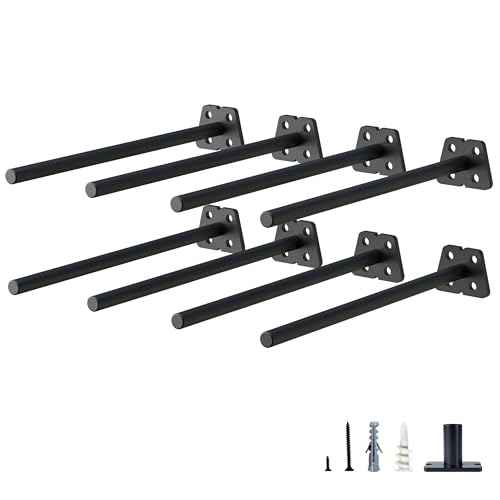 8-Pack 10 Inch Hidden Floating Shelf Bracket, Heavy Duty Blind Shelf Support Hardware | Invisible Wall Brackets for Kitchen, Fireplace Mantel Wood Shelves | Black Powder Coated Solid Steel