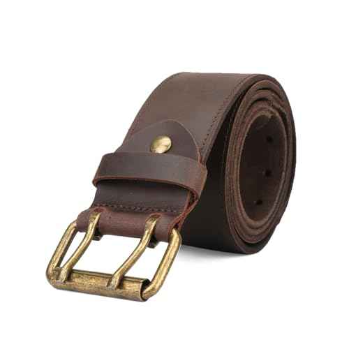 Tourbn Tourbon Leather Workshop Tool Work Belt 2'' Wide with Double Prong Tongue Roller Buckle 48 inch, Brown Black, 136.5*6.5cm