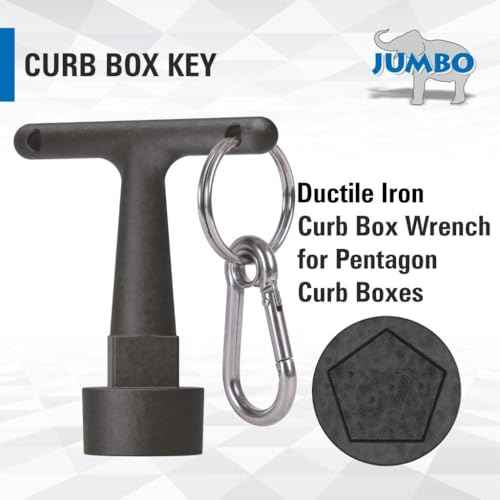 JUMBO Curb Box Key Wrench, Water Valve Shut Off Tool, T-Handle Pentagon Socket with Anti-Loss Keychain