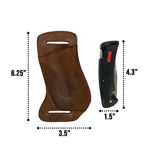Horizontal Knife Holster Handmade from Full Grain Leather - Multitool Holder, Tool Case, Camping & Outdoor Accessories :: Bourbon Brown