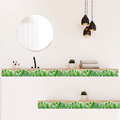 Boho Die Cut Border Trim Greenery Plant Bulletin Board Jungle Border Classroom Bulletin Wall Decor Trim Leaf Decals Tropical Leaves Greenery Wall Decoration Green, 39 ft