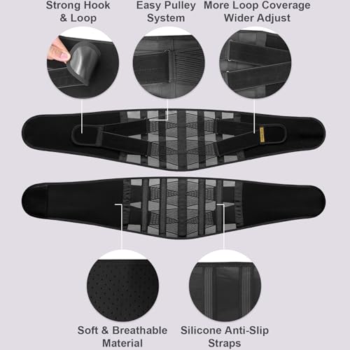 Ultra Breathable Back Brace for Lower Back Pain Relief – Lightweight Thin Soft Back Support Brace for Women & Men – Dual Adjustable Lumbar Support Belt for Herniated Disc, Sciatica, Scoliosis