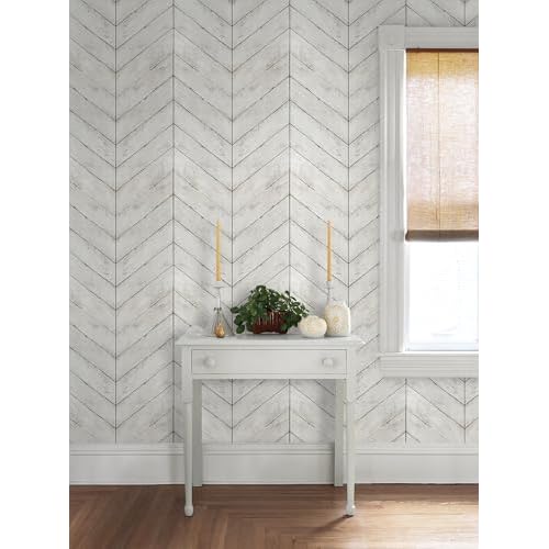 CiCiwind Wallpaper Peel and Stick White Grey Wood Wallpaper Distressed Wood Textured Contact Paper Herringbone Self Adhesive Removable Wallpaper for Bathroom Cabinets Decor 78.7"¡¿16.8"