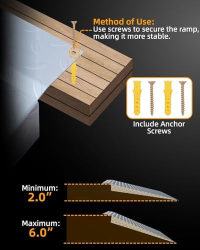 VNN Door Threshold Ramp, Threshold Ramps for Doorways, Ideal Entry Handicap Ramp for Elderly Wheelchairs, Carts, Scooters and Walkers, 27.6" L * 37.4" W Door Ramp (Alloy Iron, 800LBS)