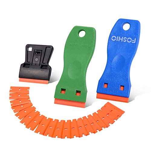 FOSHIO Plastic Razor Blades 100PCS Double Edged 1.5 Inch Suit for Razor Blade Scraper, Plastic Scraper with Plastic Blades for Remove Decals Stickers Adhesive Label and Glass Clean
