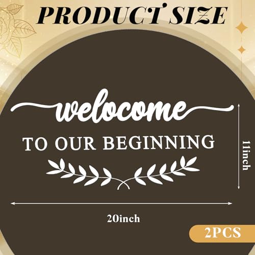 2 Pcs Welcome to Our Wedding Mirror Sign Decals 20 x 11 Vinyl Personalized Mirror Decals Welcome to Our Beginning Marriage Stickers for Wedding Anniversary Ceremony Reception Decorations