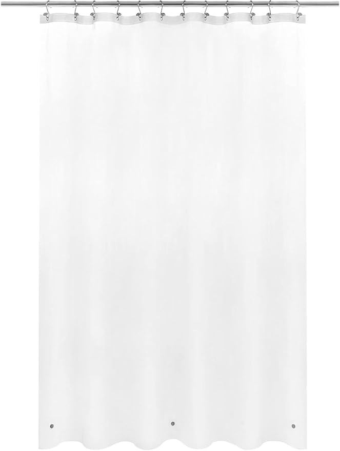 Barossa Design Long Frosted Shower Curtain Liner 72" x 75" with 3 Magnets - Waterproof PEVA Shower Liner for Bathroom Stall, PVC Free, Metal Grommets - Frost, 72x75