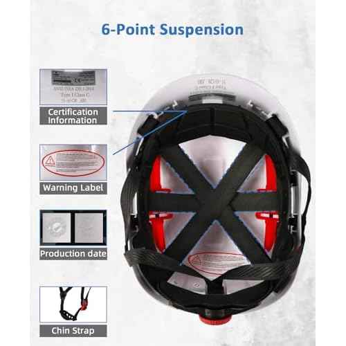 Safety Helmet Hard Hat, ANSI Z89.1 Approved Lightweight Vented Work Helmet, 6-Point Adjustable Ratchet Suspension Hardhat Ideal for Industrial and Construction