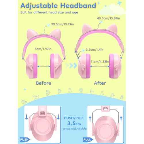 Ear Muffs for Noise Reduction: 32dB SNR Noise Cancelling Headphones for Kids, Adjustable Kids Ear Hearing Protection for Autism Sensory, Firewokrs, Concert w/Fun Stickers, Gifts for Daughter