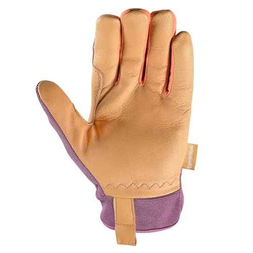 Wells Lamont Women's Leather Work Gloves, ComfortHyde Leather Hybrid, Breathable, Medium (7876M)