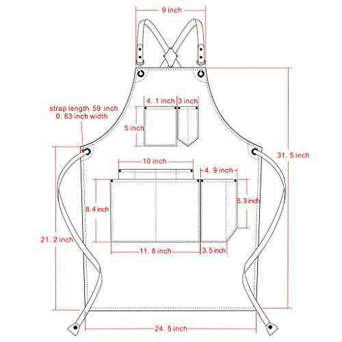 Jeanerlor Work Apron Durable Tool Aprons for Women and Men Cross-Back Straps