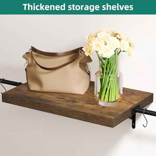 YITAHOME Wall-Mounted Closet System with Expandable Rod and Thickened Shelves ? Adjustable Clothing Rack for Bedroom, Laundry Room and Cloakroom, Suitable for 2-8 Feets Space