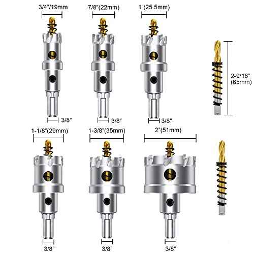 ASNOMY 8PCS TCT Hole Saw Kit for Hard Metal, 3/4"-2" Inch Tungsten Carbide Tipped Hole Saw Set, Heavy Duty Hole Cutter for Metal, Stainless Steel, Iron, Wood, Plastic
