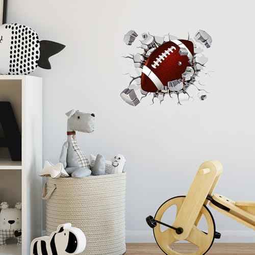 2 Sheets Rugby Breakthrough Wall Decals - American Football Sports Art Stickers for Kids Room Decor, Boys Bedroom, Football Lovers & Players - Easy Peel & Stick Wall Art