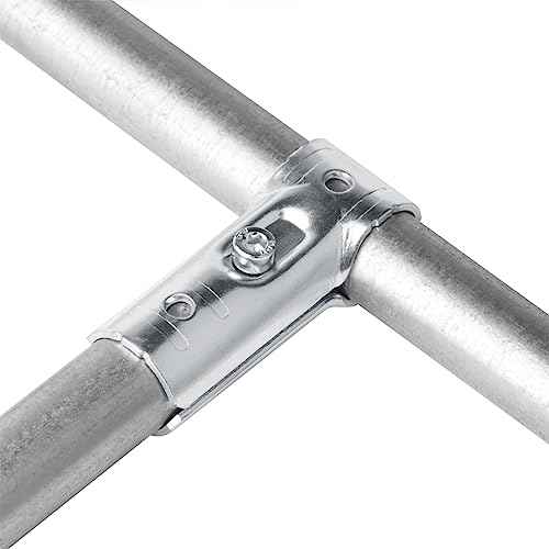 10 Sets T Pipe Clamp Connector for 1-1/4" x 1-1/4" (1.25" OD) Round Tube Frame, Chain Link Fence Tee Clamps, Carbon Steel