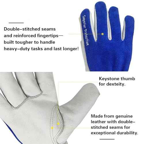 12 Pairs Bulk Leather Work Gloves for Men or Women for Construction, Wood cutting, Driving, Gardening, Automotive Repair