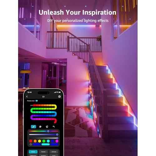 Lepro S1 AI LED Strip Lights for Bedroom - 65.6ft Smart RGB Light Strips with IC and Rainbow Chasing Effects, Color Segment DIY, Personalized Al Lighting Designer, No Remote, 2.4G Wi-Fi & Bluetooth