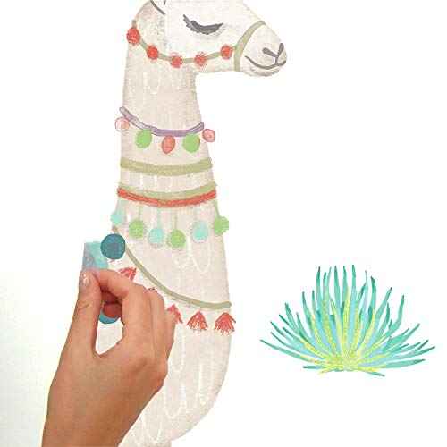 RoomMates RMK3839GM Watercolor Llama Peel and Stick Giant Wall Decals
