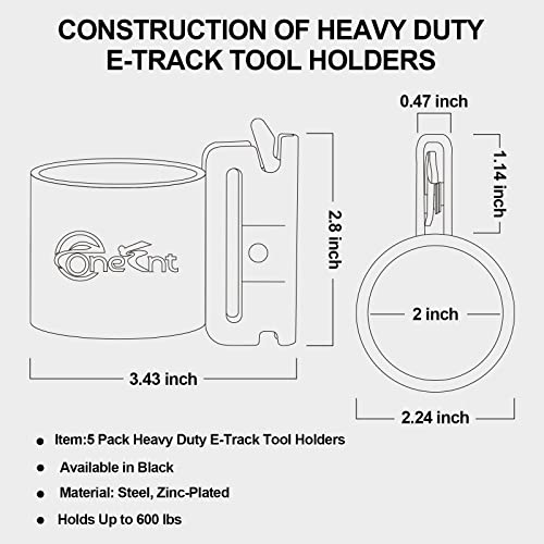 5 Pack E-Track Tool Holders|E Track Accessories for Enclosed Trailer to Heavy Duty Tool Holder |E Track/X Track Tool Hangers to Keep Rakes,Shovels, Broom|E Track Shovel Holder for Truck