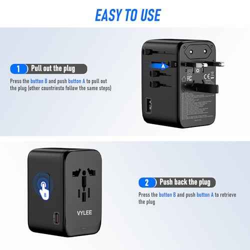 120W Universal Travel Adapter, GaN III International Power Adapter, 4 USB-C 1 USB-A Ports, AC Outlet, Worldwide US/UK/EU/AU Travel Charger for Cameras Laptops Tablets Phones and More