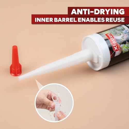 XFasten Caulking Tips 30-Pack - Reusable, Drip-Resistant Caulk Nozzle Tip Set with Sealing Caps, Cuttable Plastic Nozzles for Standard Caulking Tubes and Sausage Caulk Guns, Stops Drying, Easy to Use