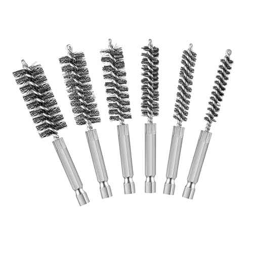 TAODAN 6PCS 304 Stainless Steel Hole Brush Copper Pipe Cleaner Twisted Wire Cleaning Brush Suitable for Drill and Impact Driver and Mould Grinder
