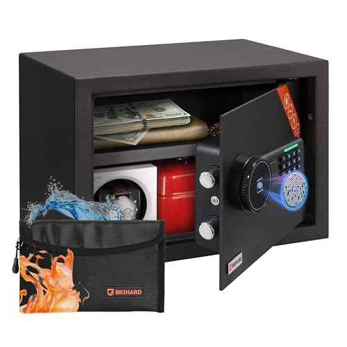 Family Biometric Safe 9.84"H x13.78"W x 9.84"D with Fireproof Bag, Fingerprint Safe Box 0.71Cubic Feet with Removable Shelf, Digital Safe for Home, Secure storage for Money, Documents A4
