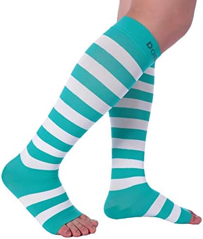 Doc Miller Compression Socks for Pregnant Women – Wide Calf, Open Toe Knee Sleeve 15-20 mmHG,Toeless Pregnancy Stockings for Varicose Veins, Footless Shin Splint Relief, 1 Pair