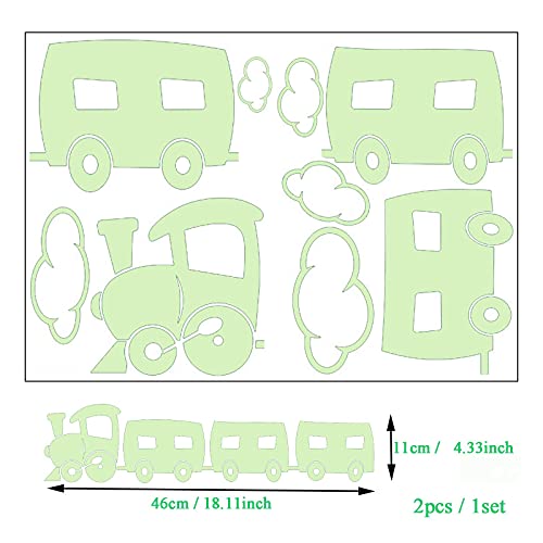 Train Decor,Glow in The Dark Stickers, Nursery Wall Sticker, 2 Pack Trains Wall Stickers for Kids Bedroom Decor