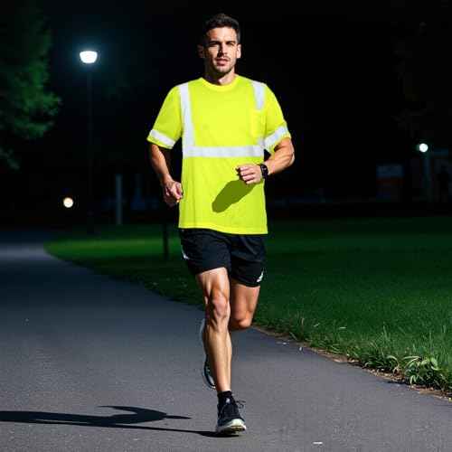 Amylove 4 Pcs Reflective Safety T Shirt High Visibility Work Shirts Sun Protection Construction