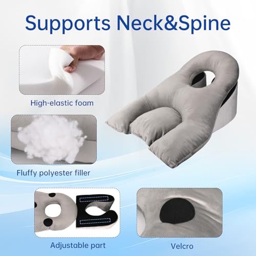 Face Down Pillow After Eye Surgery - BBL Pillow After Surgery for Sleeping - Prone Face Down Massage Pillow Headrest for Bed - Retinal Vitrectomy Recovery Equipment, Grey