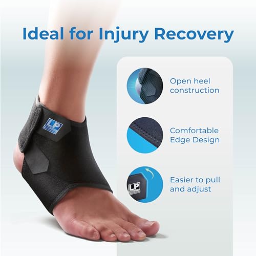 LP SUPPORT 768CN Ankle Stabilizar Brace - Achilles Tendon Strap for Tendonitis, Sprains, Strains Pain Relief and Recovery - Ankle Support for Women and Men - (Black, M, 1pcs)