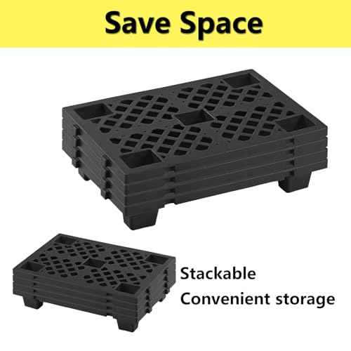 2 Pcs Plastic Pallets, Lightweight Waterproof Floor Pallet, Interlocking Storage Pad with Breathable Grids, Applicable to Indoor and Outdoor, Garages, Kitchen and Basement