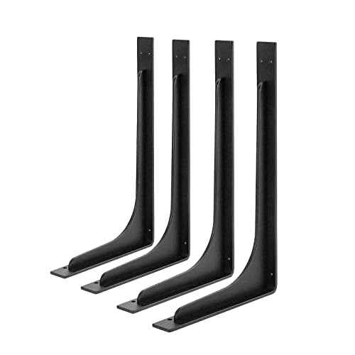 12inch x 7inch shelf brackets,L Shelf Brackets, die-cast formation, vertical Angle, premium alloy metal heavy duty shelf bracket, high strength Mounting Hardware Included, Corner Brace Joint,pack of 4