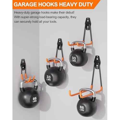 QcoQce 18 Pack Extension Cord Hooks with Wall Mount, Heavy Duty Utility Hangers for Hose, Wires, Cables, Garage Organization with Anti-Slip Coating, Screws Included (Orange)
