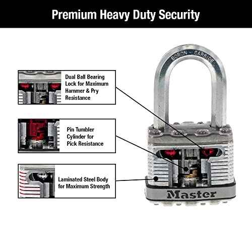Master Lock M5XTLF Magnum Heavy Duty Outdoor Padlock with Key, 2 Pack Keyed-Alike Silver