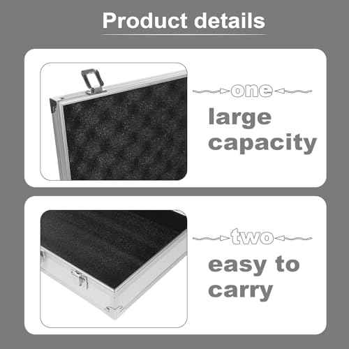 DOITOOL Metal Briefcase,Silver Aluminum Briefcase with Lock,Hard Case Locking Case,Portable Carrying Case,Metal with Ripple Foam,14.15x7.86x2.95 Inch