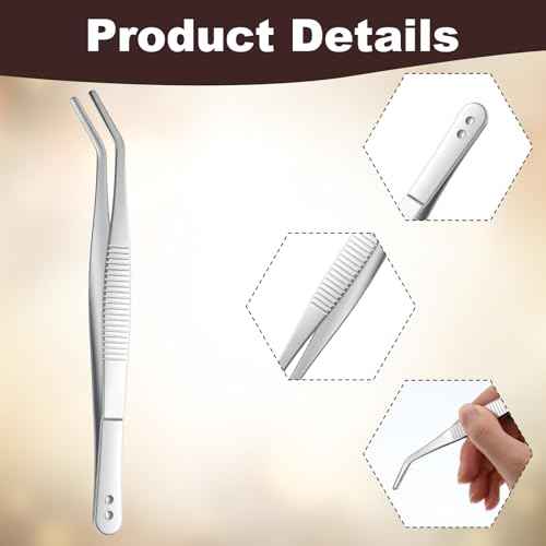 35 Pcs Stainless Steel Tweezers with Curved Serrated Tip, 6" Sewing Machine Tweezer Non-Slip High Precision Multipurpose Tweezer for Craft Sewing Repair Supplies, Silver