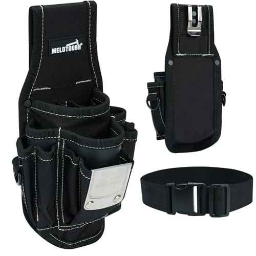 MELOTOUGH Pocket Tool Belt Pouch-Small Tool Pouch with Quick Release Belt Clip,Clip on Larger Pockets & Loop, Clip on-Tool Holder Accessory