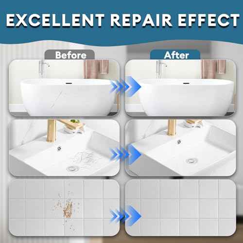 Tub and Tile Paint High-Gloss, Quadence White Touch Up Porcelain Paint Repairs Scratches, Dents, Cracks and Spots on Tile, Porcelain, Acrylic, Enamel, Cast Iron, Bathtub, Sinks and Toilets, 1.23 Fl Oz