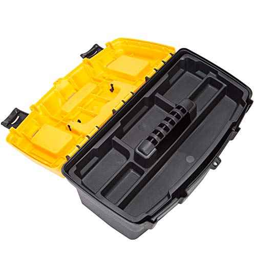 BIG RED ATRJH-3015B Torin 15.5" Plastic Storage Tool Box with Removable Tray, Black/Yellow