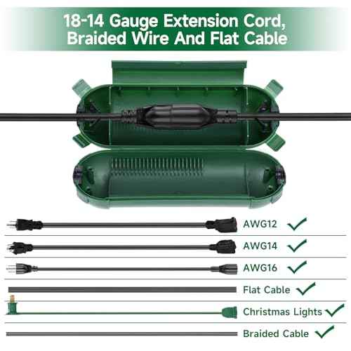 16 Pack Outdoor Extension Cord Safety Cover, IP44 Waterproof,Adjustable Compartment, Safety Housing Case, Electrical Connection Box for Power Tools, Holiday Decorative Lights, Plugs, Sockets, Green