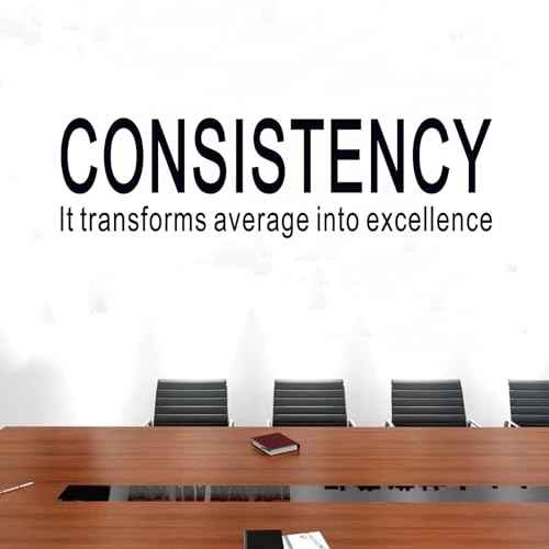 SEATUNE Office Inspirational Quotes Wall Stickers - Teamwork Positive Motivational Wall Decals - Workplace Home Vinyl Art Wall Decor - Consistency It Transforms Average into Excellence 25"X7"