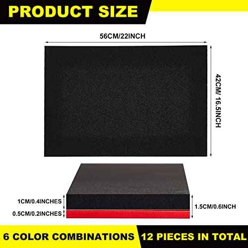 Fabbay 3 Sets Tool Box Foam Organizers, Tool Box Adjustable Shadow Foam, Non Slip Toolbox Liner and Drawer Liner, 16.5 x 22 Inch