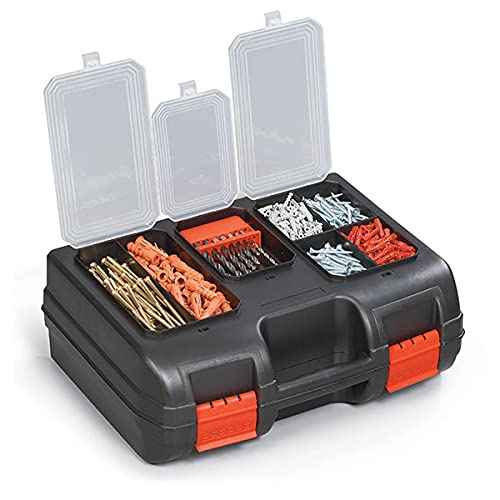 Organizer Hand tool bag | Hardware Box Storage | Excellent for Screws | Small Parts | Black/Red | 15.94"L x 11.81"W x 6.10"H by Onuva