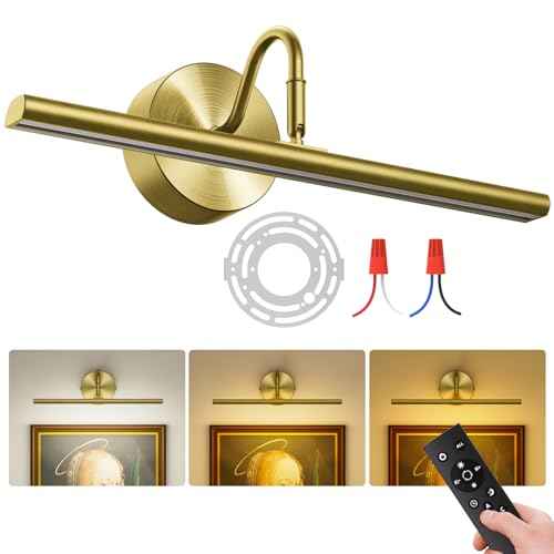 Hardwired Picture Lights for Wall - 16.5" Lights for Pictures on Wall - Dimmable 3CCT Picture Frame Light - 15W Brass Poster Light for Gallery Art Display - 2700K-6500K Warm White