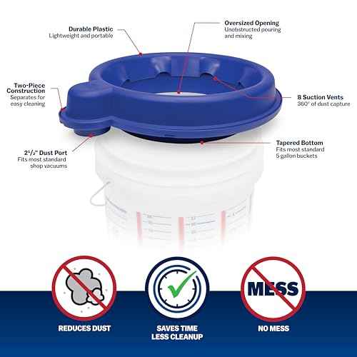 MARSHALLTOWN DustPro 360, 5 Gallon Bucket Dust Collector Shop Vac Accessory, Made in the USA, DUST5G
