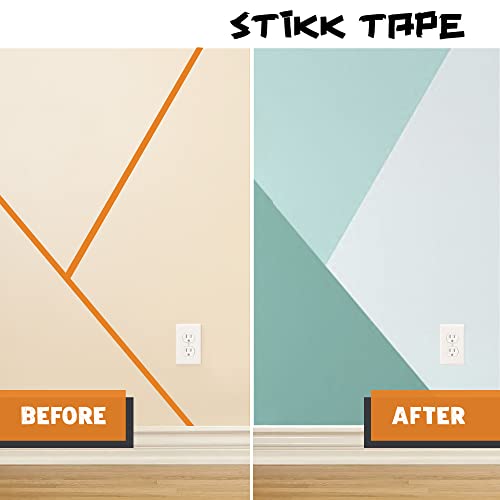 STIKK Painters Tape - 3pk Orange Painter Tape - 1/4 inch x 60 Yards - Paint Tape for Painting, Edges, Trim, Ceilings - Masking Tape for DIY Paint Projects - Residue-Free Painting Tape